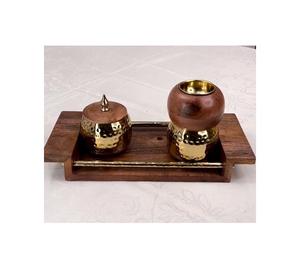 Brûleur à encens Mabkhara Dukhoon en acier et bois au design admirable avec boîte de rangement pour Oud, qualité supérieure, brûleur à Bakhoor - Product Image 2