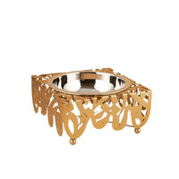 Bol à dattes en métal, design laser arabe, fait main, moderne, de luxe, écologique, sans BPA, résistant à la chaleur, avec support à trois pots et couvercle, pour la maison et les fêtes