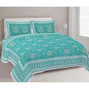Ensemble de draps double ethniques bleu turquoise avec 2 taies d'oreiller (ADB1472) - Product Image 1