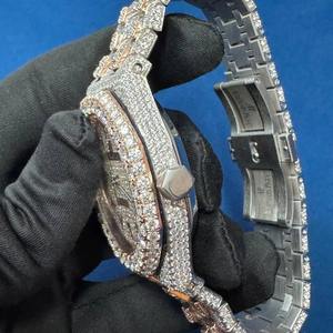 Moissanite Diamond Acero inoxidable Iced Out Hip-Hop Árabe Dial Movimiento Reloj de pulsera de moda para hombres a buen precio - Product Image 2