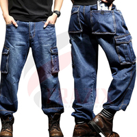 Kot pantolon erkek Casual pamuk cep kargo kot erkekler yeni moda kalem pantolon yan cepler kargo