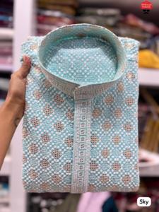 Dernière tenue de créateur Pyjama Kurta en rayonne de qualité supérieure avec broderie et paillettes Fonctionne Fournisseur incroyable de couleurs d'Inde - Product Image 2
