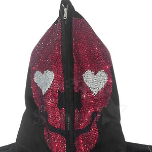 Sweat à capuche à paillettes élégant délavé à l'acide pour hommes basique surdimensionné coton mélangé pull sweat strass imprimé pour l'hiver Hip Hop - Product Image 4