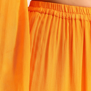 Ensemble Kurta Palazzo en mousseline de soie brodée orange vente en gros de vêtements ethniques pour femmes fournisseur d'usine de vêtements OEM costume de mariage personnalisé - Product Image 6