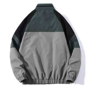 Broderie personnalisée Couleur contrastée Couture Fermeture éclair Streetwear Hip Hop Gym Vestes Casual Épaule tombante Baseball Vestes - Product Image 2