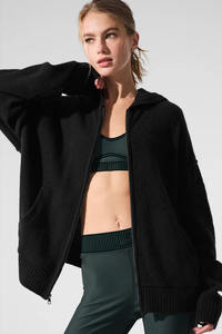 Sweats à capuche personnalisés usine Sweats à capuche unisexe à fermeture éclair surdimensionnée avec épaules tombantes coupe ample avec petit ami Vêtements décontractés confortables pour femmes - Product Image 3