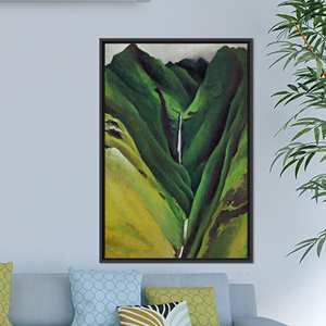 Mountain Landscape Printed <b>Canvas</b>: Cascade Decor, O'Keeffe Art Reproduction,Black <b>Framed</b> - Product Image 1