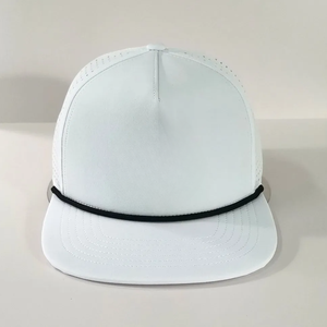 VN, venta al por mayor, gorra de béisbol de Golf personalizada de 5 paneles, agujeros cortados con láser deportivos, ala plana, parche bordado, Logo, cuerda trasera de plástico - Product Image 1