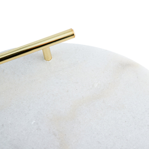 Plateau de service de qualité supérieure, plateau en marbre plaqué, plateau à fruits secs, décoration d'intérieur, blanc, camping, luxe, forme ronde classique - Product Image 4