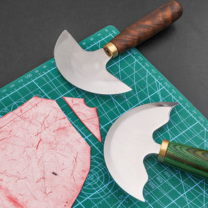 Couteau rond en cuir pour artisans et professionnels de l'artisanat Couteau rond de coupe en cuir robuste avec poignée en bois - Product Image 2
