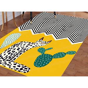 Bright <b>Yellow</b> Cat Rugs, Trendy Modern Rugs, Custom Boho Printed Rug,Luxury Velvet Rug - Product Image 2