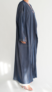 New Muslim Long Dress Pleated Denim Dress Middle Eastern Dubai Ladies Plus Size Dresses - Product Image 2