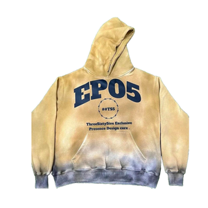 Custom Men's 400gsm Heavyweight Acid Wash Hoodie Polyester/Cotton Fleece Pullover Oversized Fit Letter Pocket Design Winter - Product Image 1