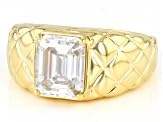 Anillo de Boda Elegante y Lujoso para Hombre, Plata de Ley 925, Corte Cojín, Moissanita, Chapado en Oro Amarillo, Engaste de Garras - Product Image 4