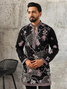 Festive Wear DESIGNER PARTY WEAR READYMADE <b>INDIAN</b> MENS PURPLE VISCOSE SILK <b>KURTA</b> - Product Image 5