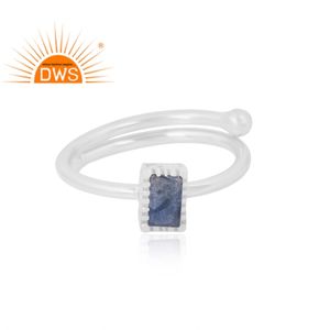 Anillo de piedras preciosas de zafiro azul Natural de Plata de Ley 925, joyería personalizada para mujer, regalo para ella - Product Image 3