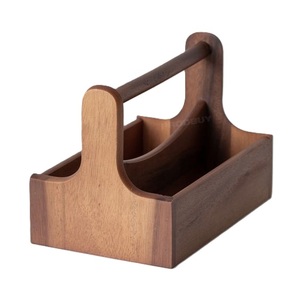 Caddy en bois fantaisie couleur marron grand support de rangement conçu Caddy comptoir de cuisine bonne qualité nouveauté vaisselle - Product Image 1