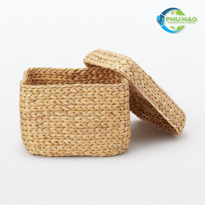 Elegante cesta de almacenamiento de jacinto de agua de Vietnam para organización del hogar, lavandería y uso decorativo - Product Image 5