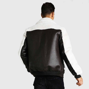 Chaqueta de Cuero Sintético con Peluche Estilo Bomber, Diseño Básico, Suministro Directo de Fábrica, Último Modelo, Nueva Llegada, Chaqueta Urbana para Hombre - Product Image 2