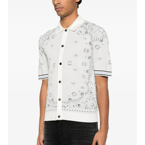 Camisa Formal de Verano para Hombre, 100% Algodón, Lisa, con Botones Frontales, Cuello con Logotipo Bordado, Manga Corta - Product Image 5