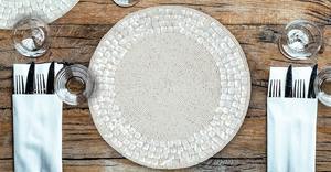 Luxury Handcrafted <b>Glass</b> Beads Eco-Friendly Rectangle Placemats for Dining <b>Table</b> 14 Inch Gathering Occasional Decoration - Product Image 4