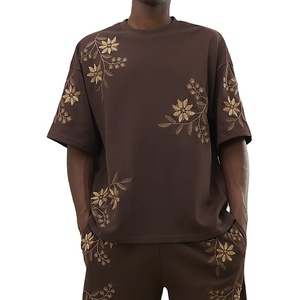 Quick Dry Floral Design Printed T-Shirt New Design <b>Down</b> Shoulder Plus Size Fashionable Customizable 100% Cotton Jersey Trendy - Product Image 1