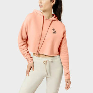 Sweat à capuche court à manches longues pour femme, pour un look urbain moderne, sweat à capuche court léger pour femme, pour un style toutes saisons - Product Image 1