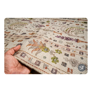 Delicate Floral Printed PET Yarn Flat Rug Phoolvan Design with Botanical and Tree Patterns Floor Art Carpet Bulk Wholesale - Product Image 5