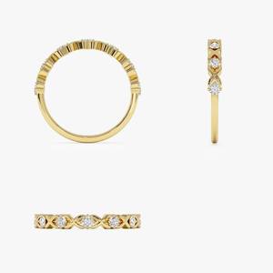 Vente en gros de bagues en or 14 carats avec diamant rond de laboratoire de taille X, bague éternelle, couleur DEF, clarté VS VVS, bague de fiançailles - Product Image 3