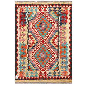 Alfombra Kilim de Maimana, Afganistán, 127 x 88 cm, Alfombras y Conjuntos Tradicionales Afganos - Product Image 1