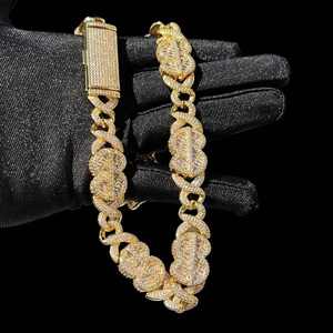 Chaîne infinie entièrement sertie de diamants personnalisée de luxe, unisexe, en moissanite, bijoux de corps uniques plaqués or pour les fêtes - Product Image 5