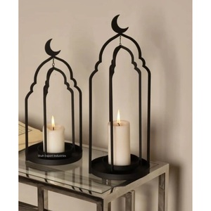Tabletop And Floor <b>Lanterns</b> Hot Selling Islamic Ramadan Eid Lighting Decoration <b>Candle</b> <b>Lanterns</b> In <b>Black</b> Colors - Product Image 1
