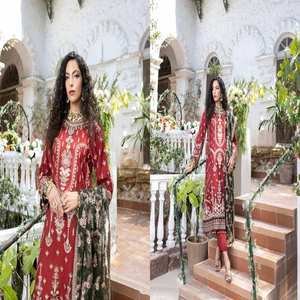 ชุดสูทผ้าไหมกึ่งเย็บจากอินเดียสำหรับงานแต่งงานและงานปาร์ตี้งานปักจำนวนมาก - Product Image 5