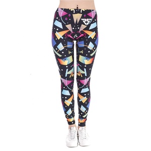 Venta al por mayor de mallas de sublimación para las mujeres Fitness Yoga desgaste ropa deportiva Leggings mujeres de cintura alta pantalones ajustados - Product Image 1