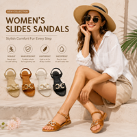 Sandales plates élégantes à double boucle pour femmes, confortables avec semelle intermédiaire en EVA et PU, à bride cheville, chaussures d'été de plage pour dames, vente en gros d'usine