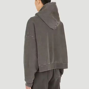 2025 luxe surdimensionné Vintage pierre lavage à capuche pour hommes 450gsm poids lourd 100% coton Boxy recadrée acide lavé pour hiver sweat à capuche - Product Image 3