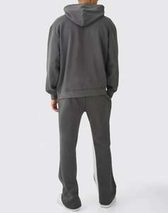 Conjunto de Chándal de Invierno Personalizado 100% Algodón, Lavado Ácido, Reversible, Ecológico, Pantalones Deportivos Acampanados, Sudadera con Capucha, Unisex, Muestra Gratis - Product Image 3