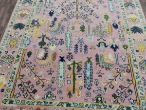 Tapis en laine de conception persane bleu antique 7x9 tapis moderne de haute qualité emmêlé à la main pour salon maison prière 1 pièce ensemble en coton - Product Image 6