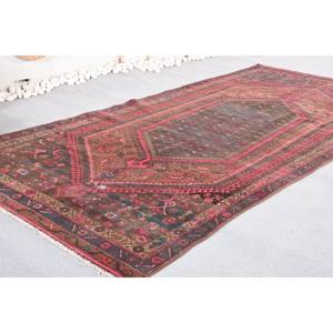 Alfombra de lana de área grande Vintage 4,3X9,4 pies marrón rojo diseño de retales para entrada 9x12 rectángulo abstracto pasillo patrón látex - Product Image 3