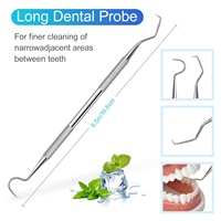 Lot de 3 outils dentaires manuels en acier inoxydable pour le nettoyage des dents : gratte-dents, cure-dent et détartreur commercial