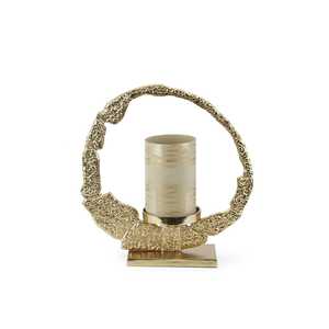 WB INC INDIA Bougeoir de luxe en aluminium plaqué or Décoration intérieure élégante et Noël Métal doré de grande taille - Product Image 1