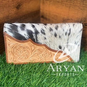 กระเป๋าสตางค์ผู้หญิงพับสองทบทำจากหนังแท้ใหม่กระเป๋าหนังวัวมีสไตล์กระเป๋าหนังวัวส่วนบุคคลใช้งานหลากหลายรูปแบบ - Product Image 1