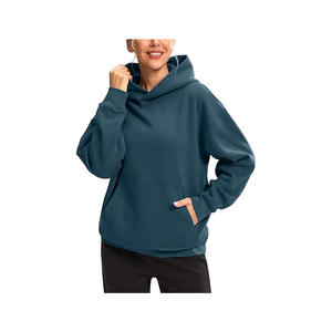 100% coton pulls unis à manches longues femmes surdimensionné haut court sweat recadrée chaud solide mode sweat - Product Image 5