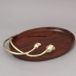 Plateau de service créatif de qualité supérieure fait à la main poignée en laiton fantaisie plateau de service de collations accessoire d'hôtel personnalisable pour la restauration - Product Image 5