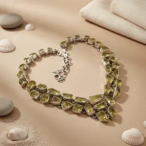 สร้อยคอเงินแท้ 925 ประดับพลอยซิทริน ดีไซน์หรูหรา สีทอง สำหรับผู้หญิง เหมาะสำหรับงานแต่งงาน งานเลี้ยงฉลองครบรอบ พร้อมลวดลายทางศาสนา - Product Image 1