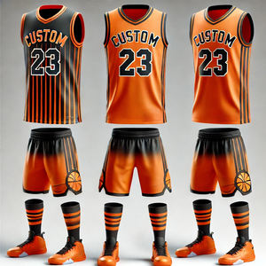 Set Jersey Basket Unisex Cepat Kering Warna Kustom Bahan Polyester dengan Logo Cetak untuk Dewasa dan Remaja - Product Image 1