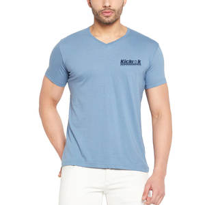 Camisetas de moda con cuello en V para hombre, 100% algodón, tela suave, estilo casual urbano, atuendo cómodo para el verano. - Product Image 1