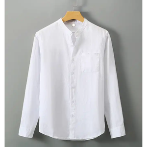 Chemise formelle extensible à manches longues sans plis chemises habillées en coton pour hommes chemises boutonnées décontractées d'affaires solides - Product Image 2