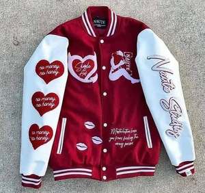 En gros Bas quantité minimale de commande Personnalisé Chenille Patch Broderie Varsity Veste Hommes Laine Collège Baseball Cuir Manches Hiver Streetwear - Product Image 1