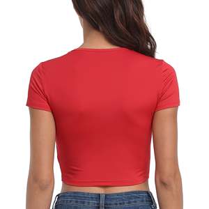 เสื้อครอปสำหรับผู้หญิงเสื้อยืดแฟชั่นทรงหลวมลำลองแขนสั้นพิมพ์ลายสกรีนได้ตามต้องการ - Product Image 5